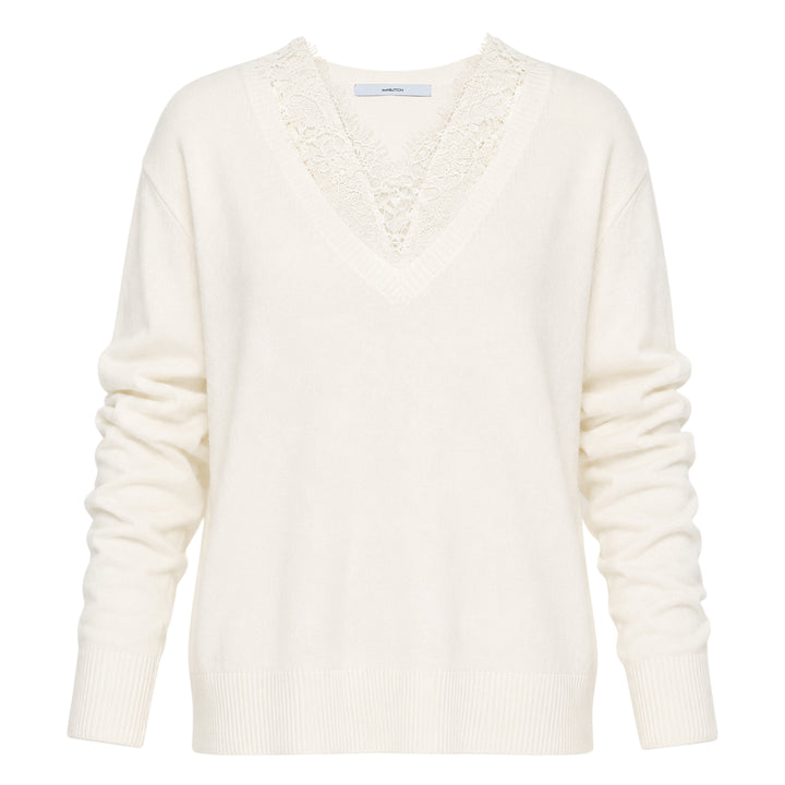 White Lace V-Neck Knit