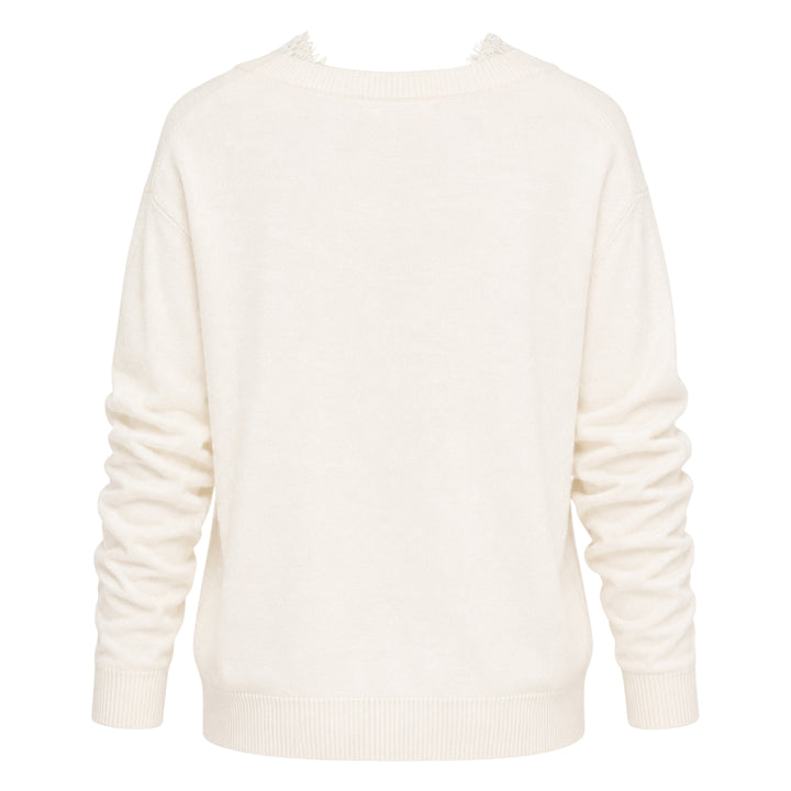 White Lace V-Neck Knit