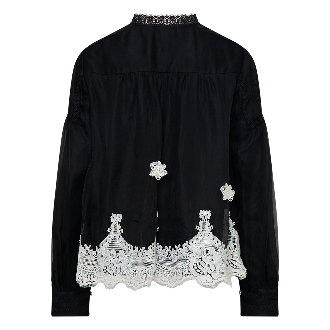 Relaxed Lace Trim Blouse