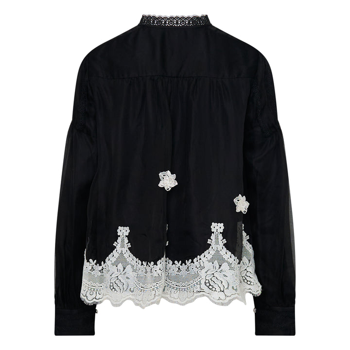 Relaxed Lace Trim Blouse