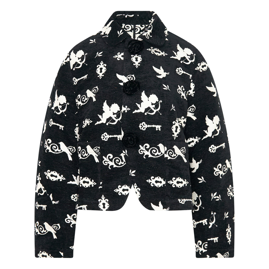 Cupid Print Cropped Jacket