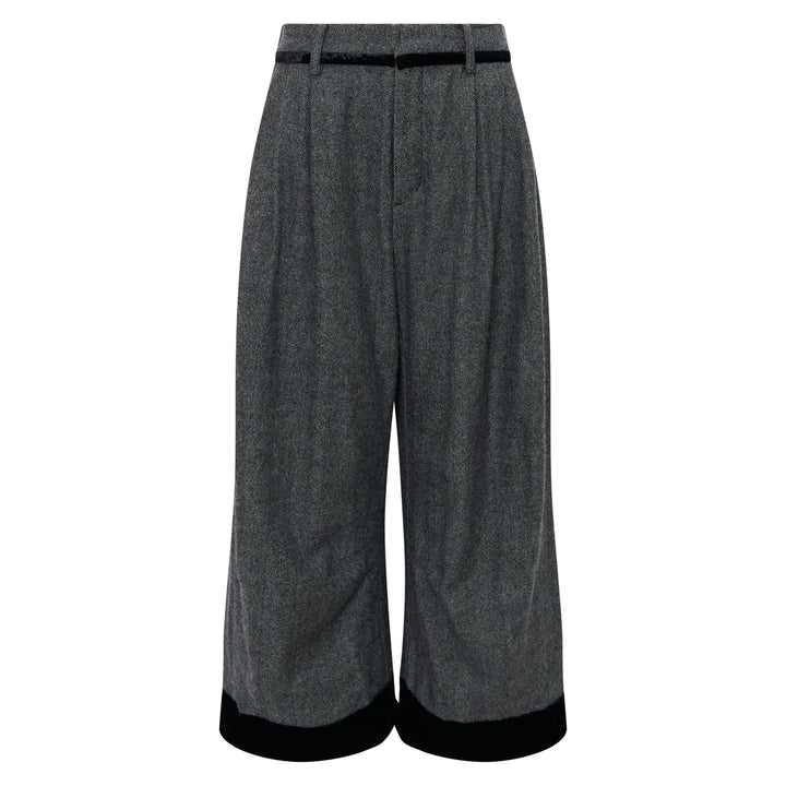 Wide-Leg Herringbone Trousers