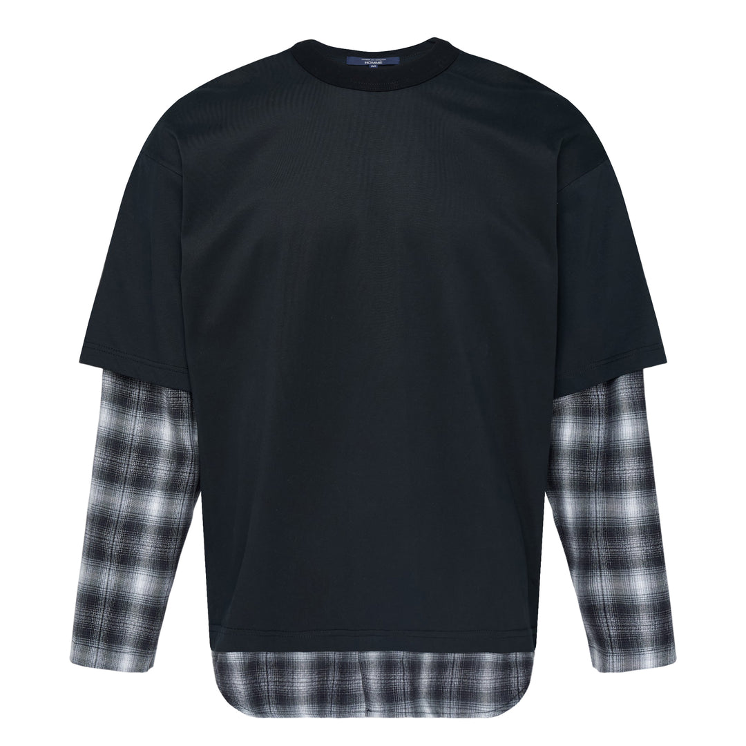 Layered Plaid Sleeve Tee