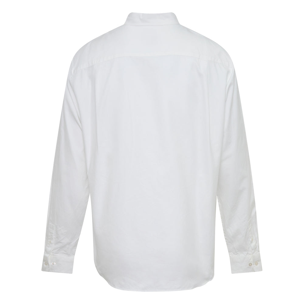 Vowels Long Sleeve Oxford Button Down Shirt in white, featuring a button-down collar, chest patch pocket with embroidered logo, and tonal buttons - view 2