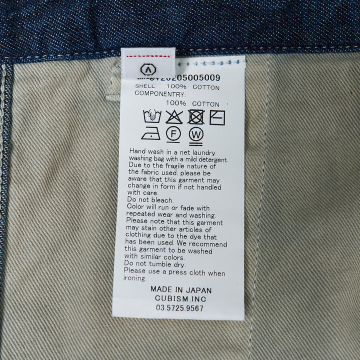 visvim Broader Wide-Leg Jeans in medium indigo denim, shown flat with a high-rise waist, pressed front crease, and wide straight-leg silhouette - view 3