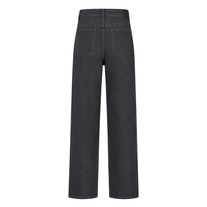 visvim Fluxus 03 Wide Corduroy Pants in washed black, featuring a high-rise waist, five-pocket construction, and a wide straight leg — front flat lay view - view 2