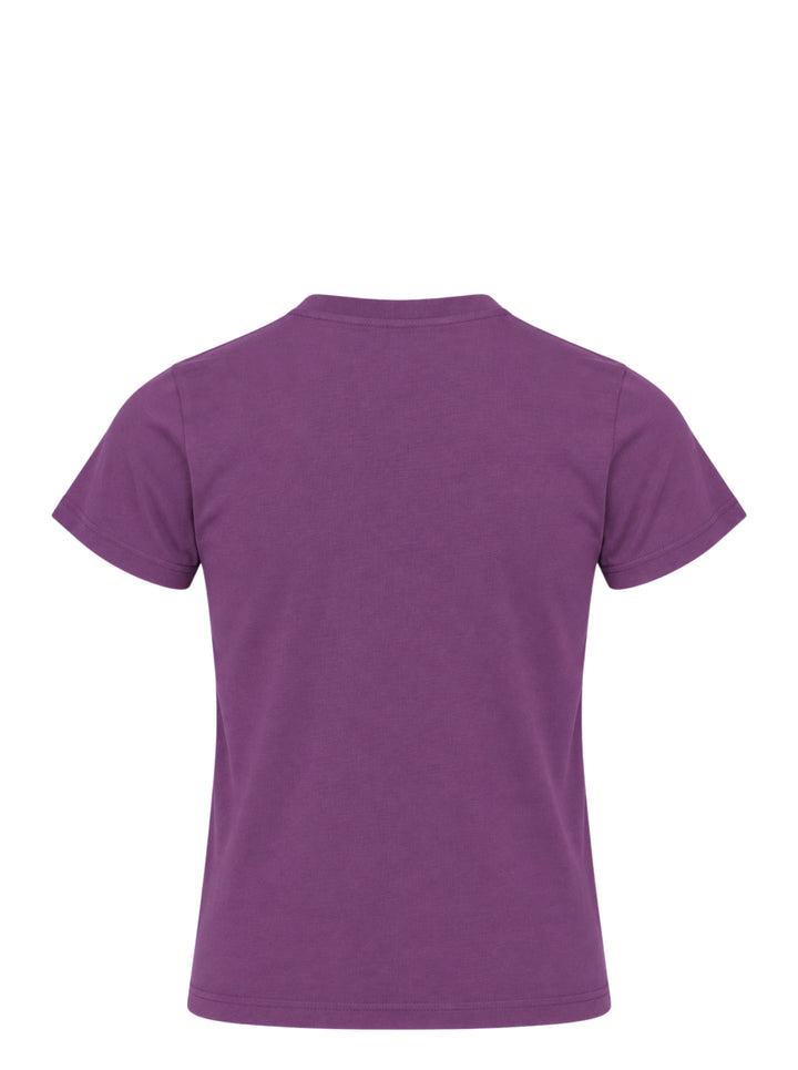 Martine Rose purple shrunken t-shirt with a Joker playing card graphic featuring a jester holding suit-symbol balloons - view 2