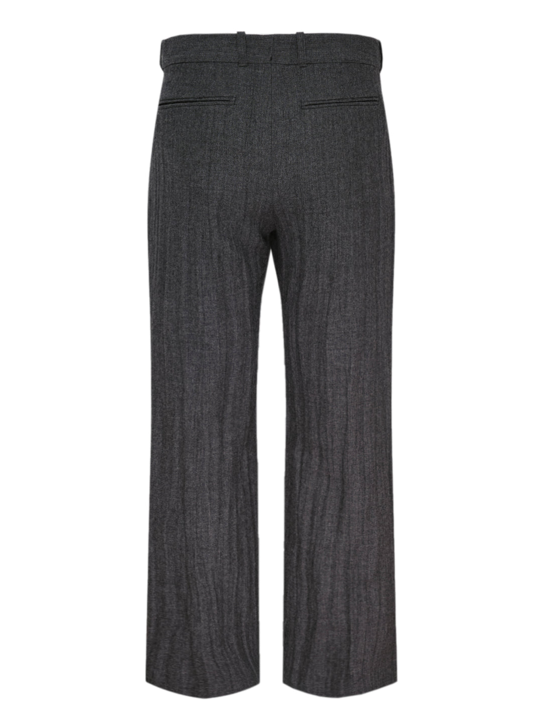 Our Legacy charcoal grey pleated slack trousers with a textured weave and straight-leg silhouette, shown from the front - view 2