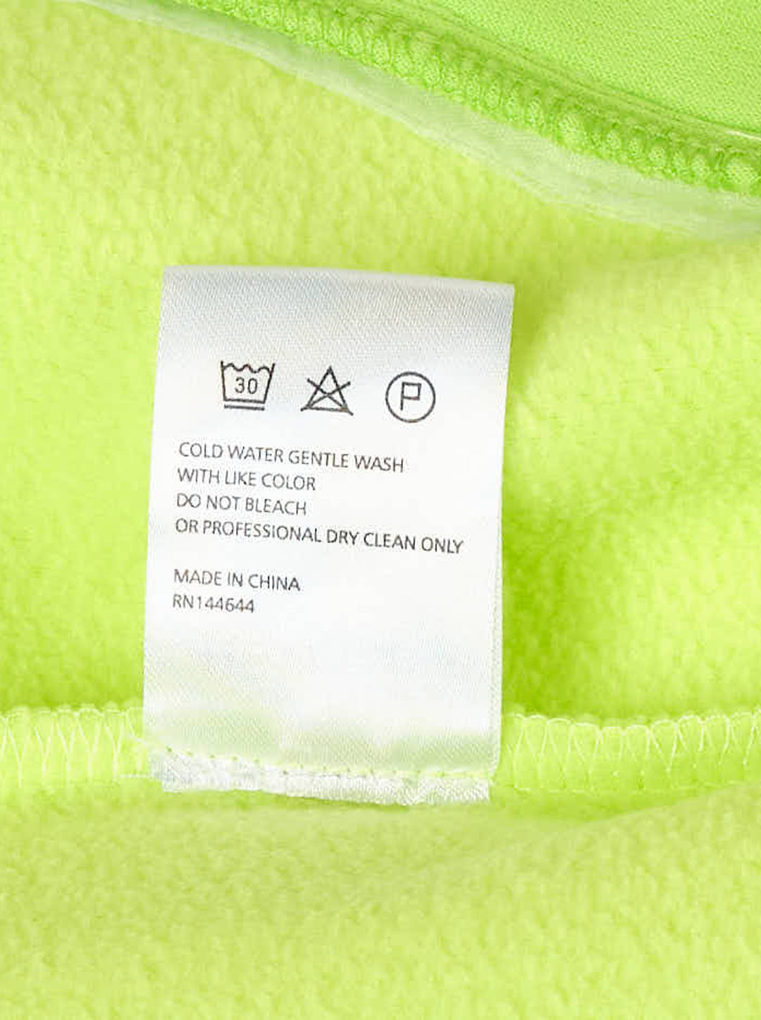 Sandy Liang Ascher pullover in lime green fleece with half-zip front, grey contrast collar, toggle cuffs and woven logo patch - view 3