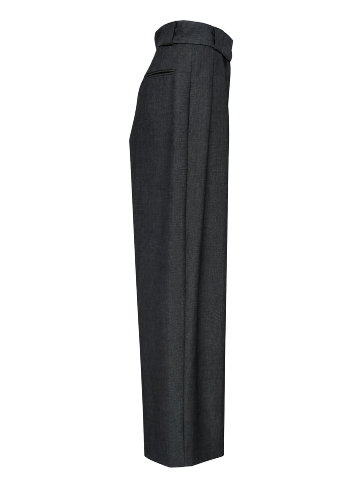 Charcoal wide-leg pleated high-waisted trousers by Niccolò Pasqualetti, shown from the front - view 3