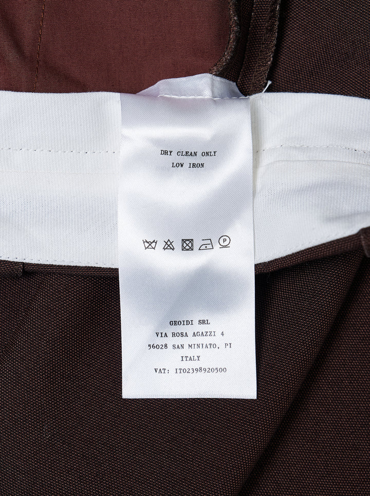 Niccolò Pasqualetti Nave wool skort in chocolate brown with asymmetric handkerchief hem and raw frayed edges - view 3