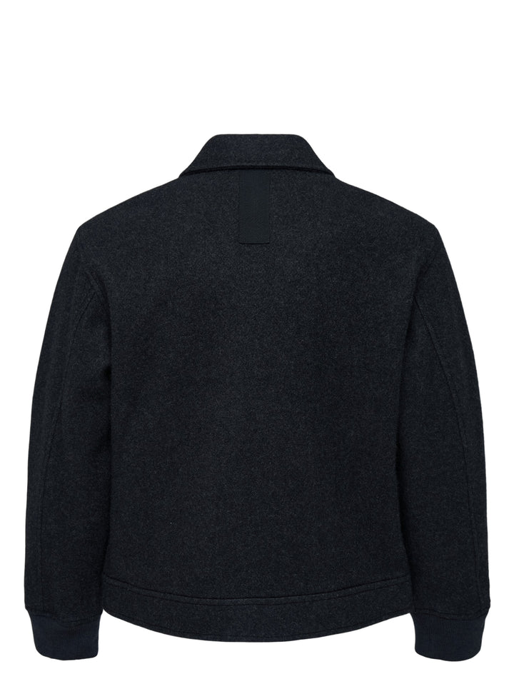 Junya Watanabe MAN charcoal cashmere melton jersey jacket with point collar, four-button front, flap pockets and ribbed cuffs - view 2