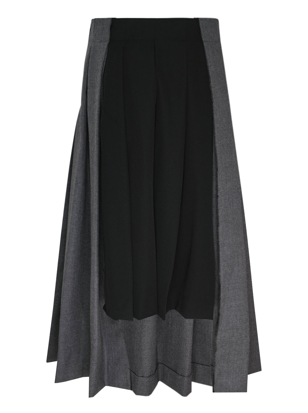 Vaquera heathered grey pleated midi skirt with box pleats and fitted waistband, shown flat on a white background - view 2