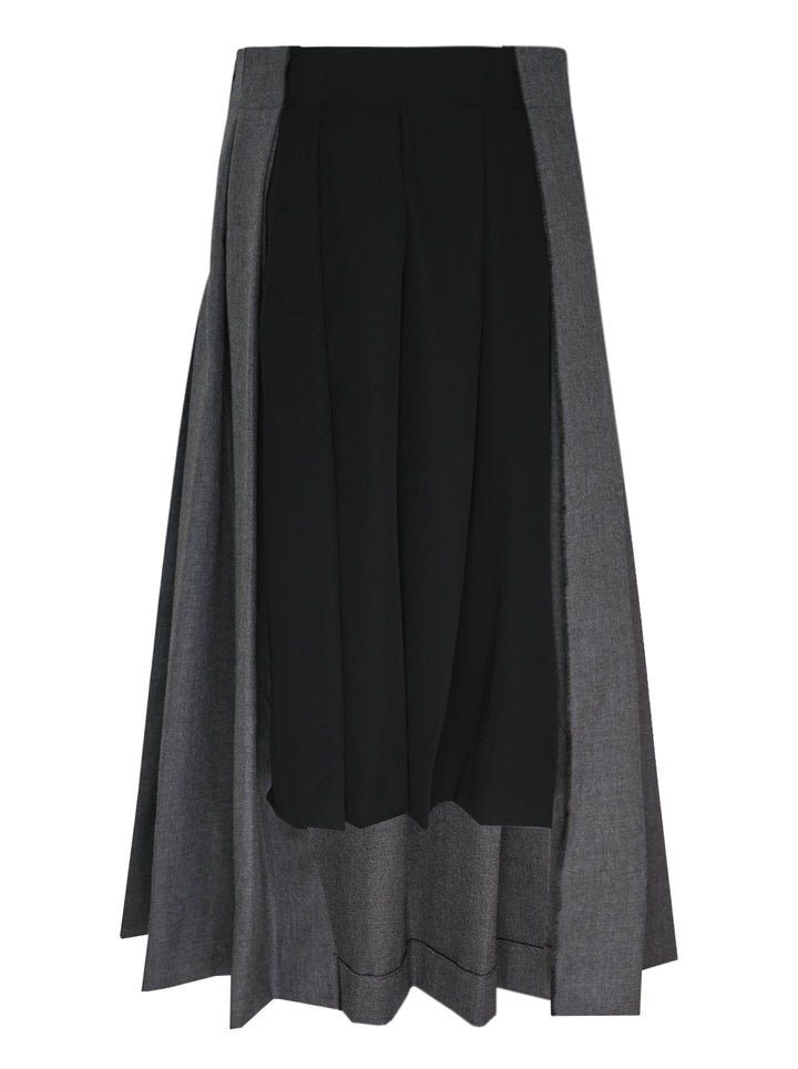 Vaquera heathered grey pleated midi skirt with box pleats and fitted waistband, shown flat on a white background - view 2