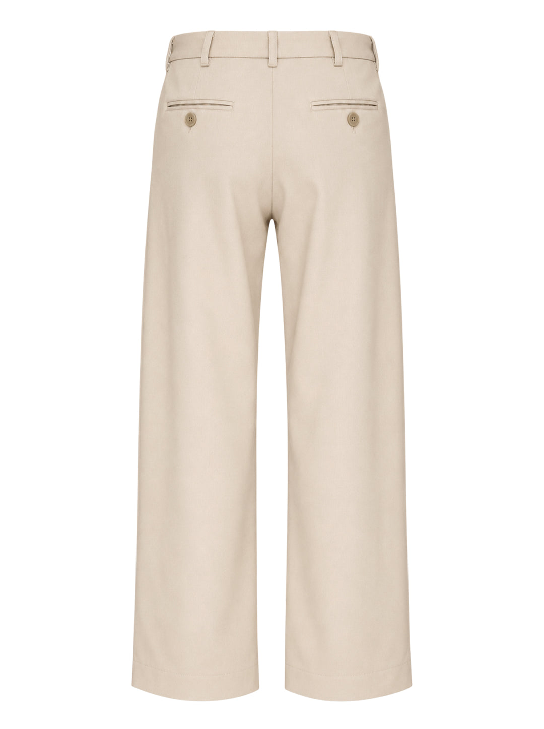 Small Talk Studio double pleat wide-leg trousers in a stone neutral tone, shown front-facing with tab waistband closure - view 2