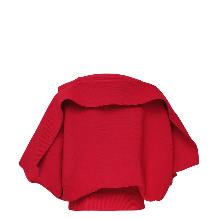 Pottery Crease Glitter Asymmetric Knit Top