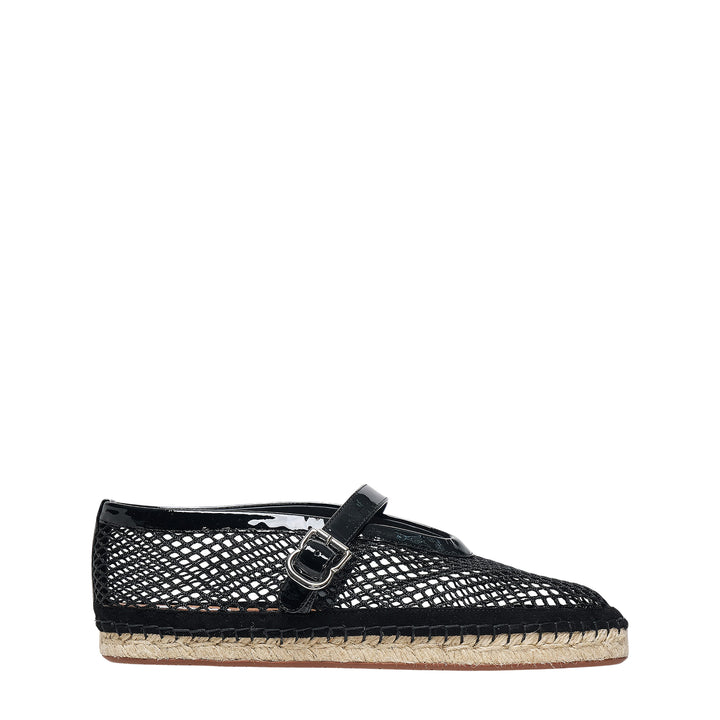 Fishnet Patent Espadrille Flats