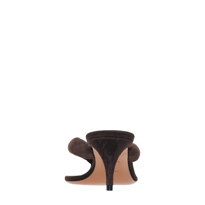 Padded Suede Thong Heeled Sandals
