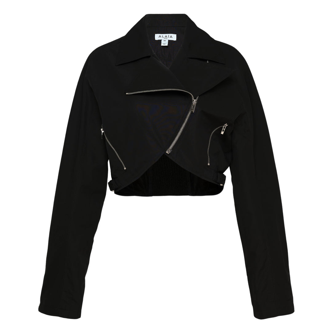 Cropped Biker Cotton Poplin Jacket