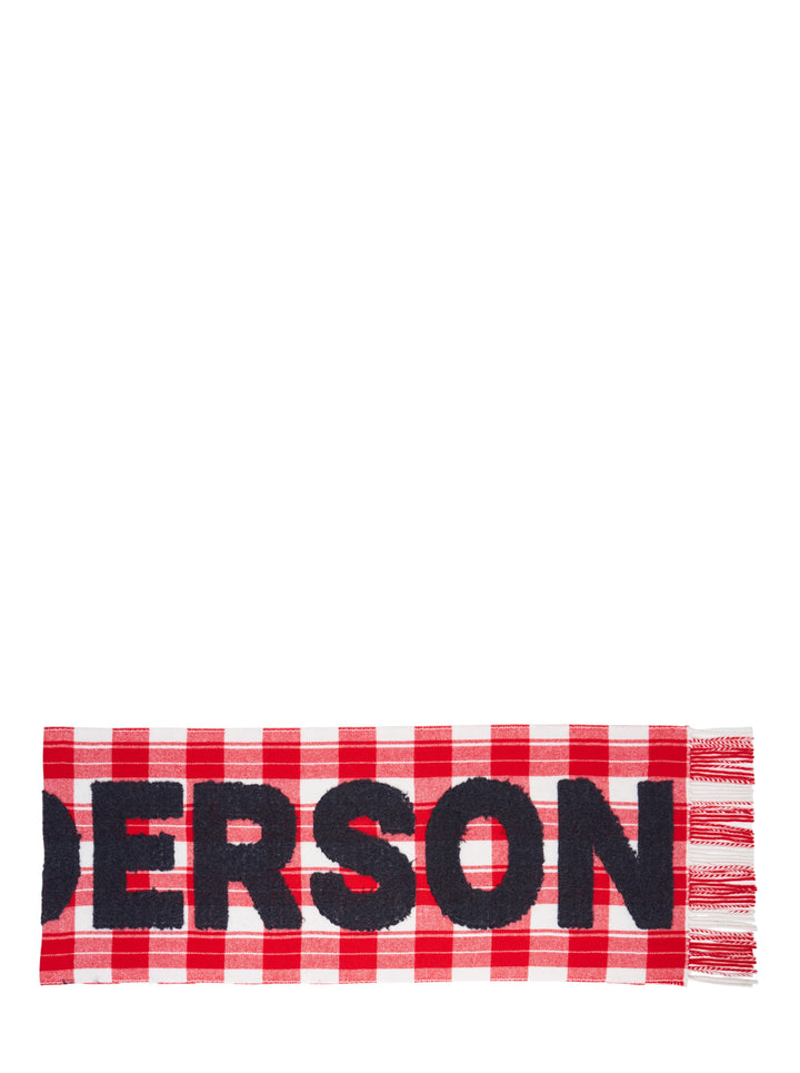 JW Anderson Logo Fil Coupé Check Scarf - view 2
