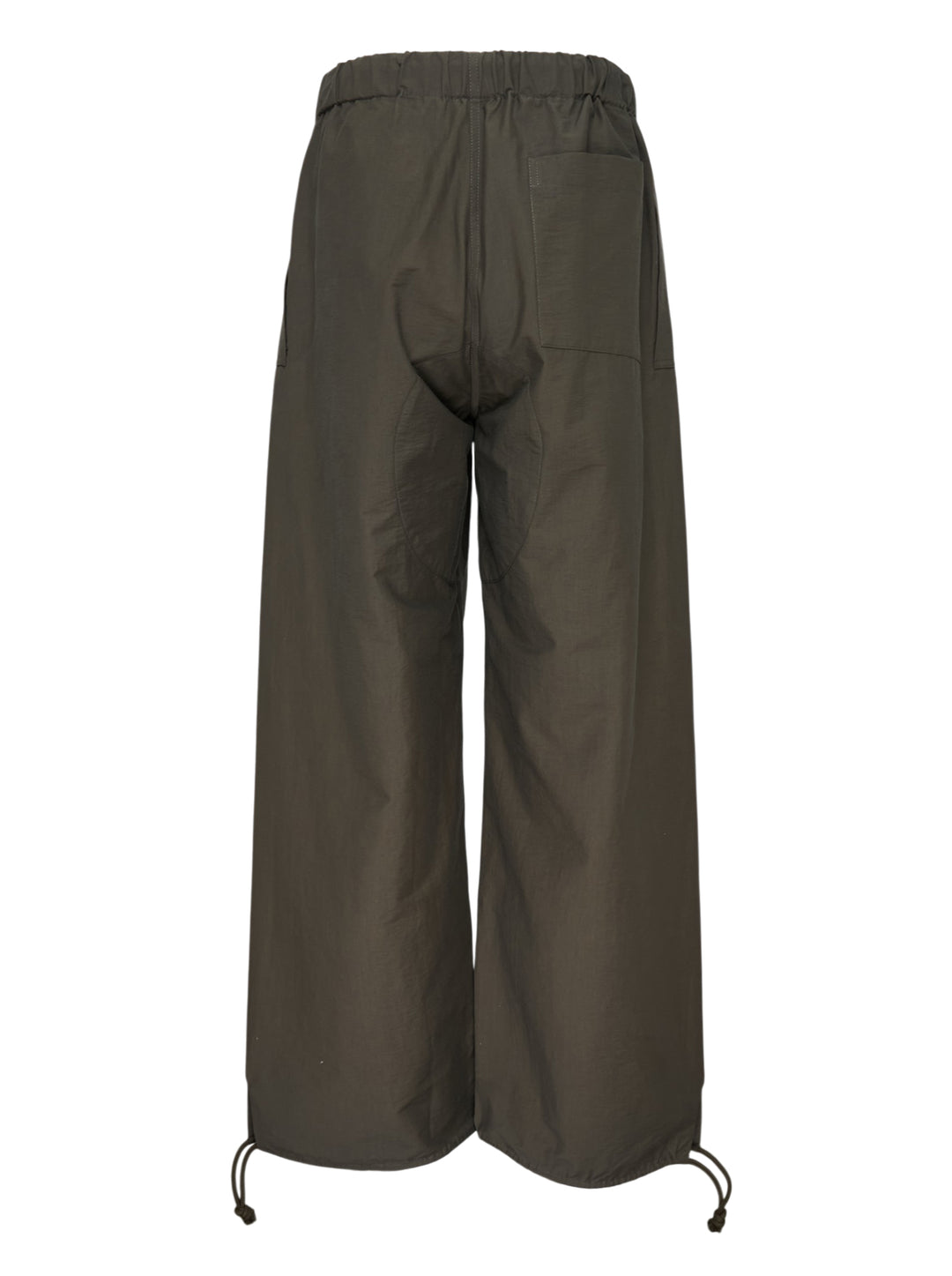 JW Anderson olive textured parachute track pants with wide legs, flap cargo pockets, elasticated waist and drawcord hems - view 2