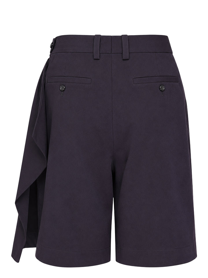 JW Anderson charcoal draped wrap skort with gathered hip detail and asymmetric overlapping hem - view 2