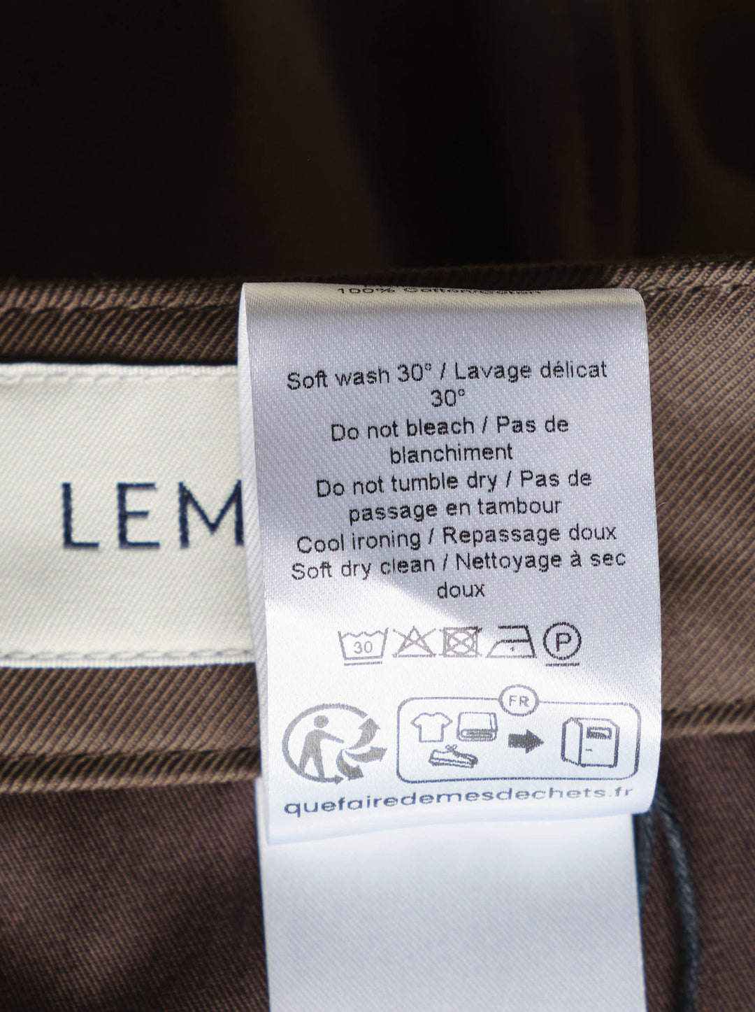 Lemaire straight-leg pants in brown heavy cotton twill, shown from the front - view 3