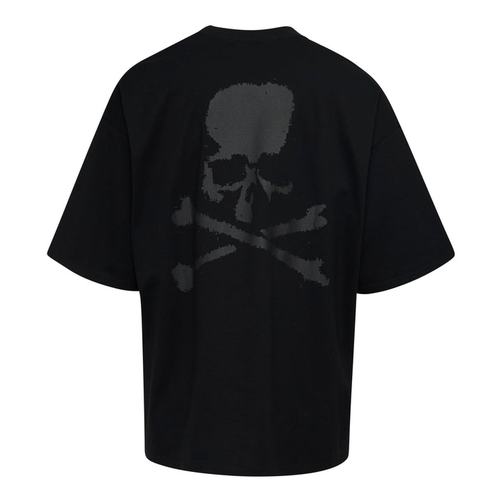 Mastermind World Noise Logo Short Sleeve Tee in black with tonal chest branding on a boxy oversized silhouette