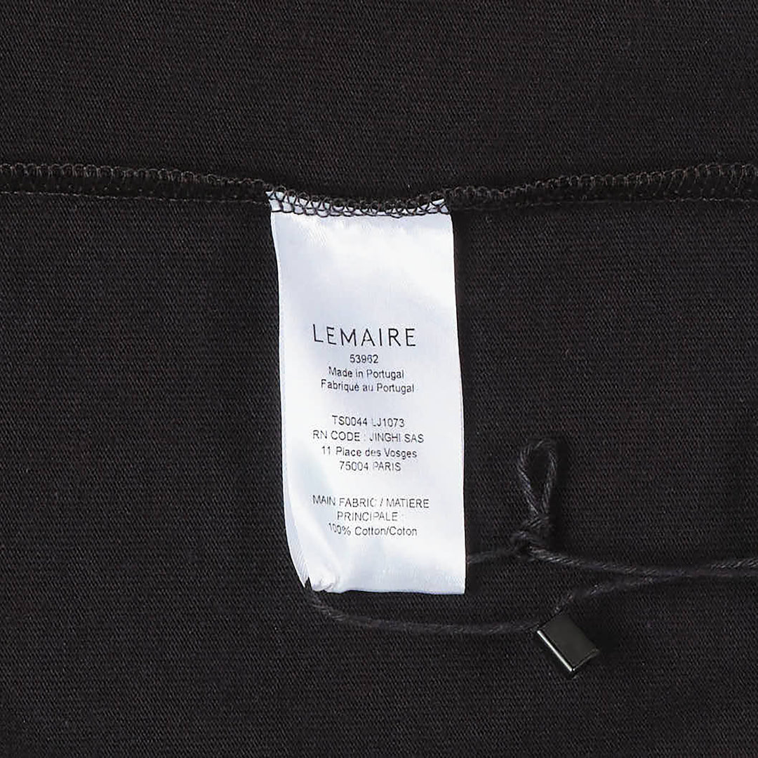 Lemaire Boxy Compact Cotton Tee in sand beige, featuring a relaxed oversized silhouette, crew neckline, and a single topstitched chest patch pocket