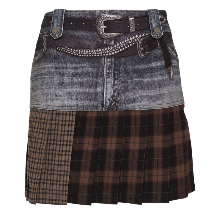 Double Belt Printed Mini Skirt