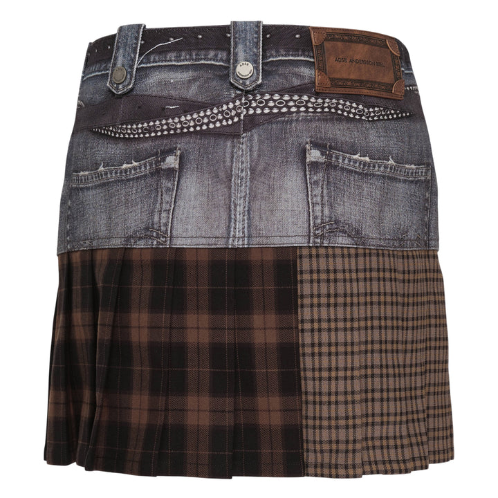 Double Belt Printed Mini Skirt
