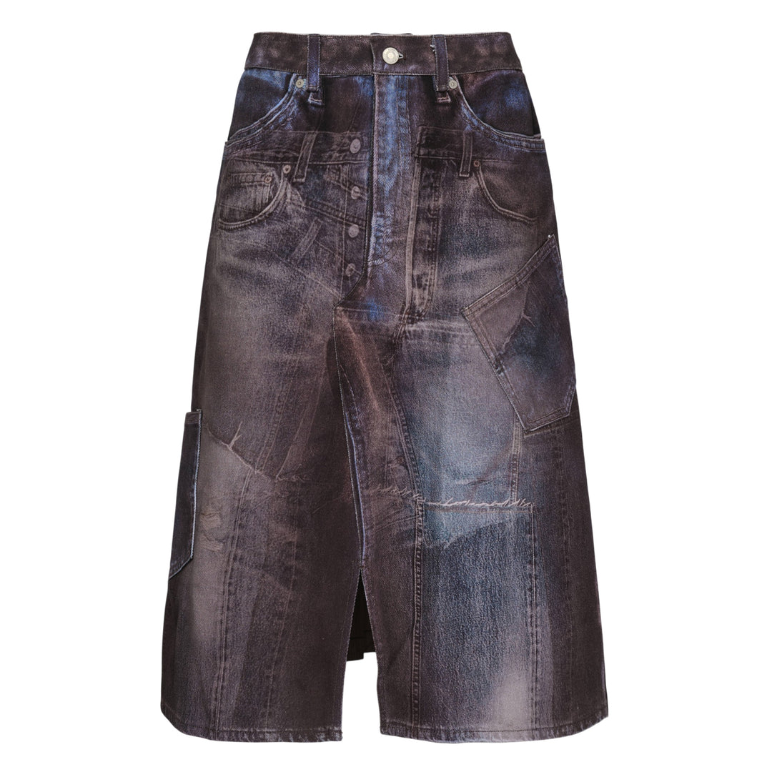 Illusion Patchwork Denim Skirt