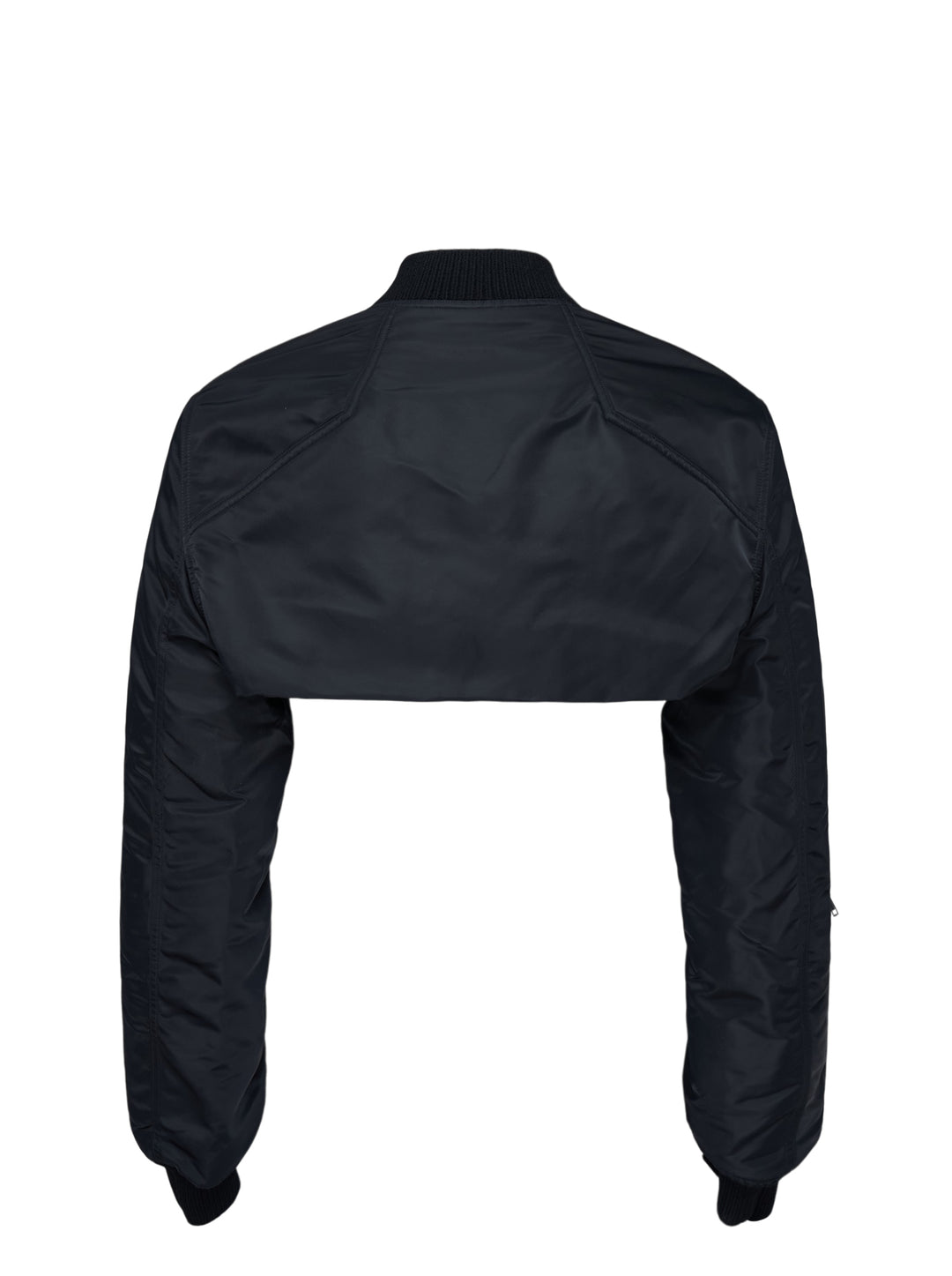 Rick Owens black washed nylon sleeveless bomber vest with V-neckline, silver front zip, four zip pockets and ribbed knit hem - view 4