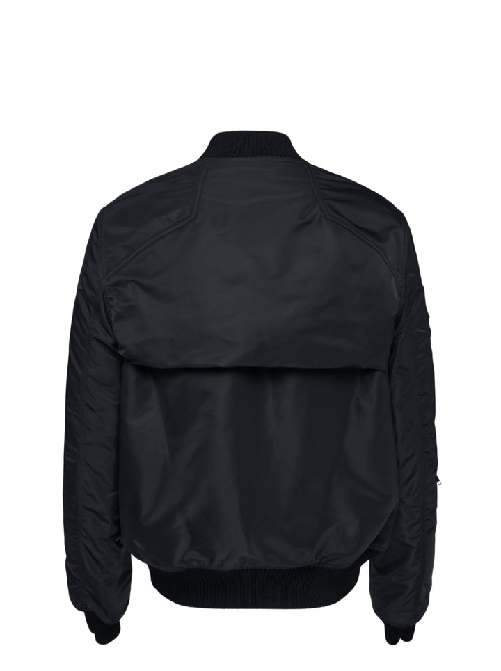 Rick Owens black washed nylon sleeveless bomber vest with V-neckline, silver front zip, four zip pockets and ribbed knit hem - view 6