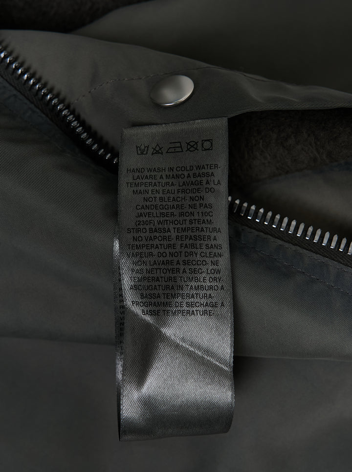 Rick Owens Mountain Hun washed bomber hoodie in faded charcoal with asymmetric zip, draped hood and ribbed cuffs - view 3