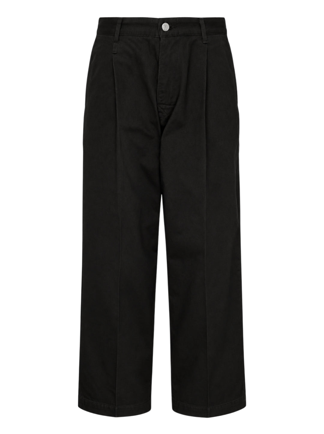 Human Made Skater Wide Leg Pants in black, featuring a high-rise waistband, double front pleats, and a relaxed wide-leg silhouette with stitched crease detail