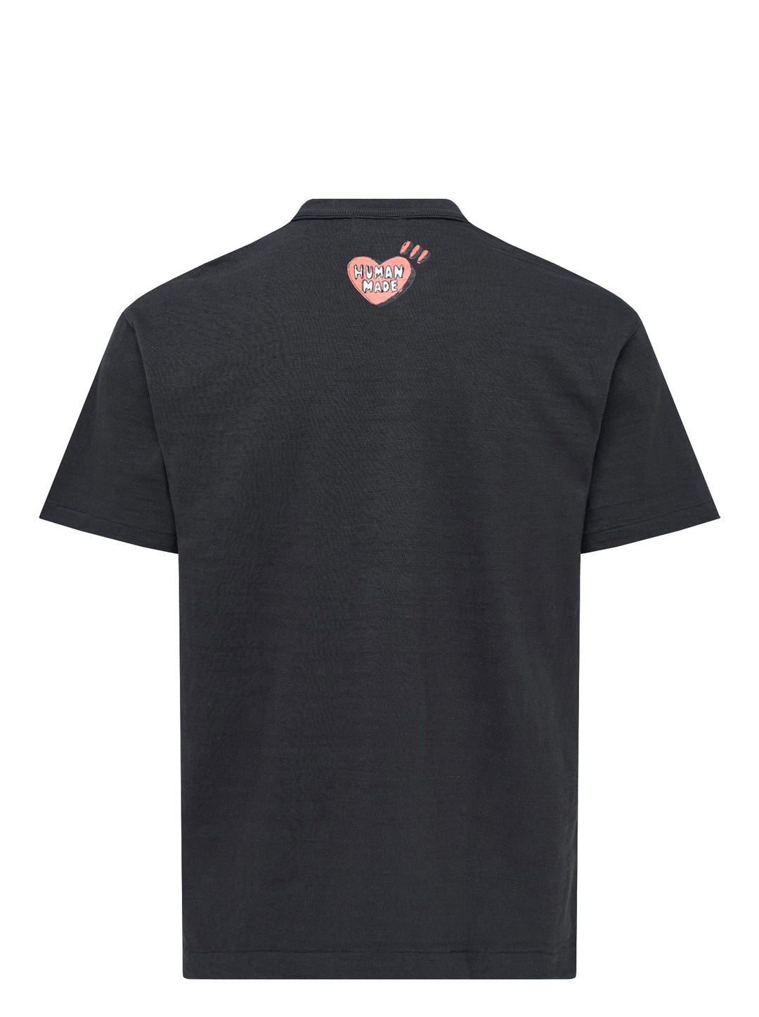 Human Made black short-sleeve graphic t-shirt featuring a tiger head crest, 'Dry Alls' circular slogan and painted-style Human Made lettering on the chest - view 2