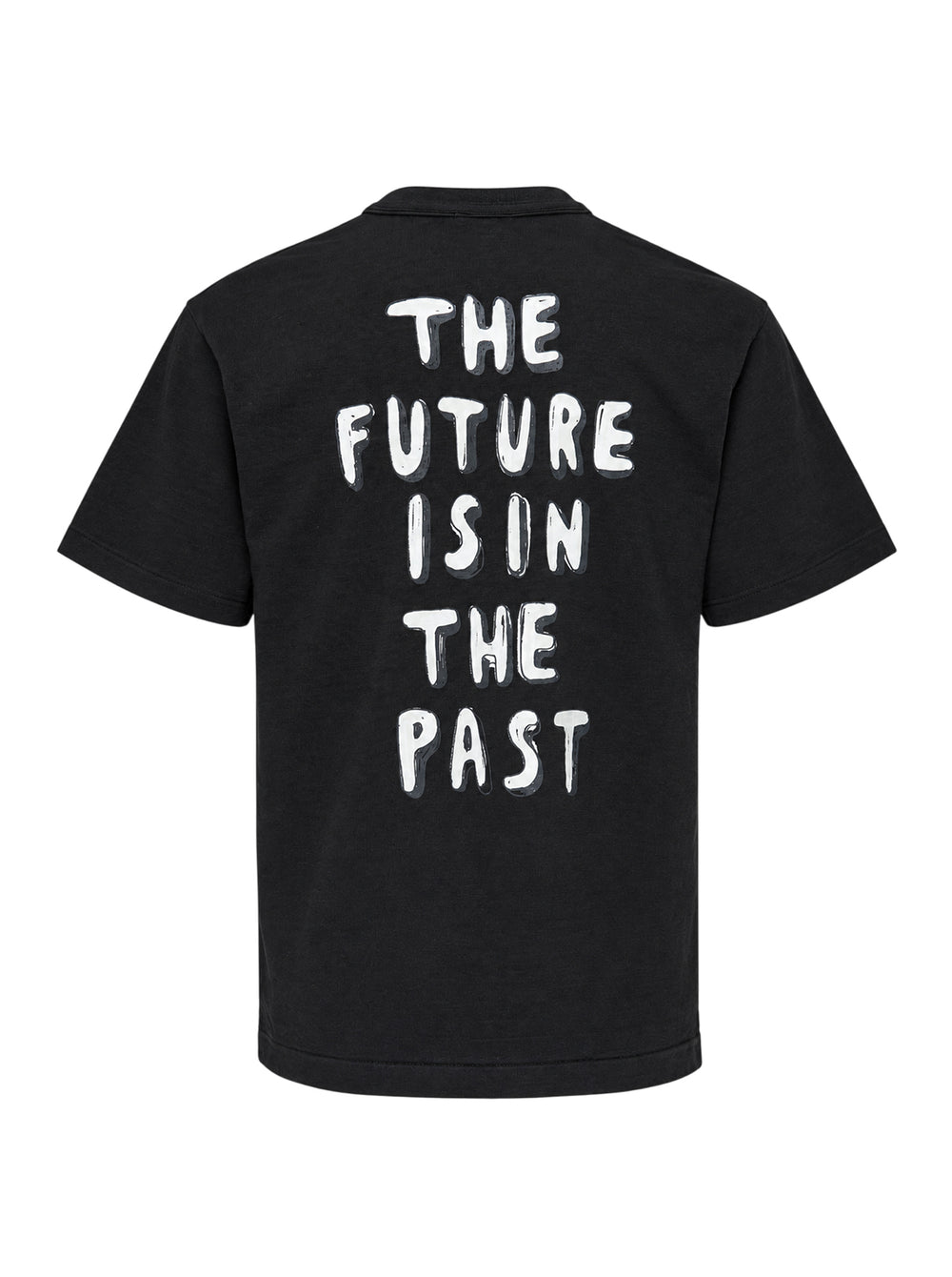 Human Made black short sleeve crew neck t-shirt with a large red hand-drawn heart graphic and 'Human Made' bubble lettering on the chest - view 2