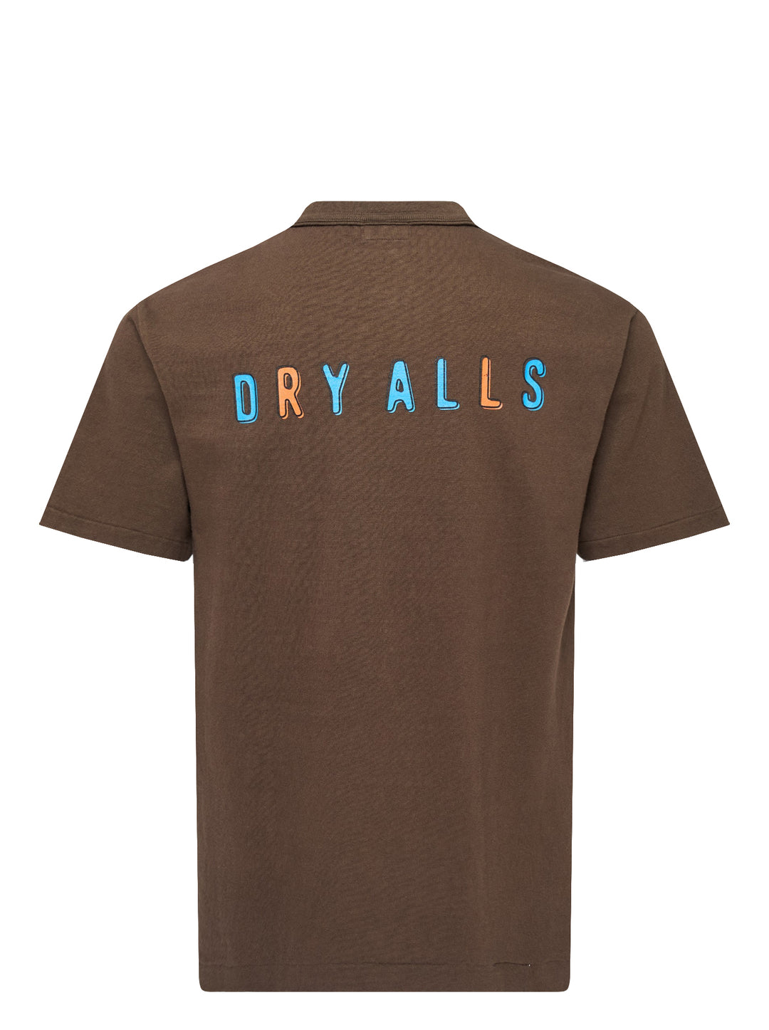 Human Made brown short-sleeve graphic T-shirt with an orange heart logo print at the chest and a red woven label at the neck - view 2
