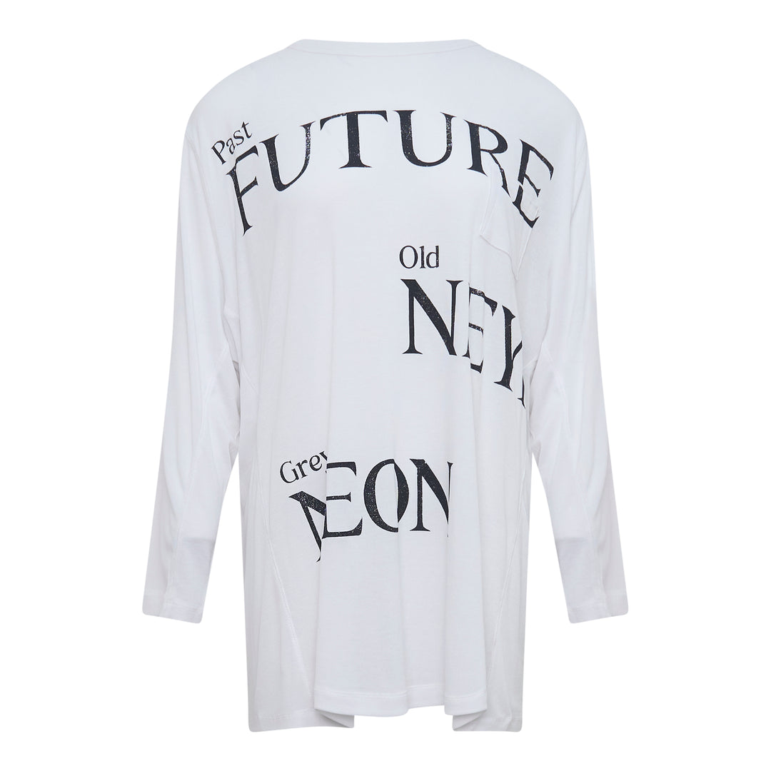 Typography Sheer Long Sleeve Top