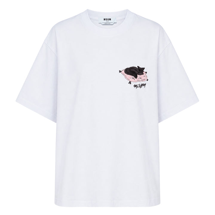Sleeping Cat Embroidery Tee