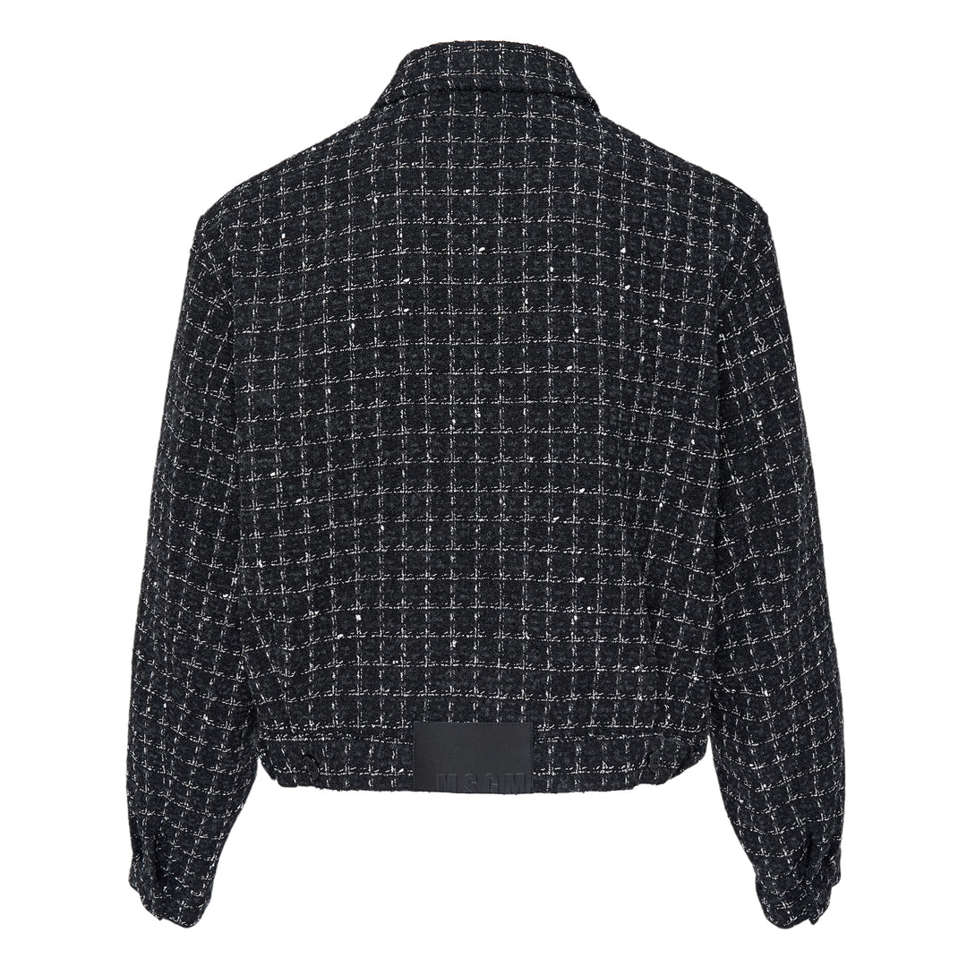 Checkered Tweed Blouson Jacket