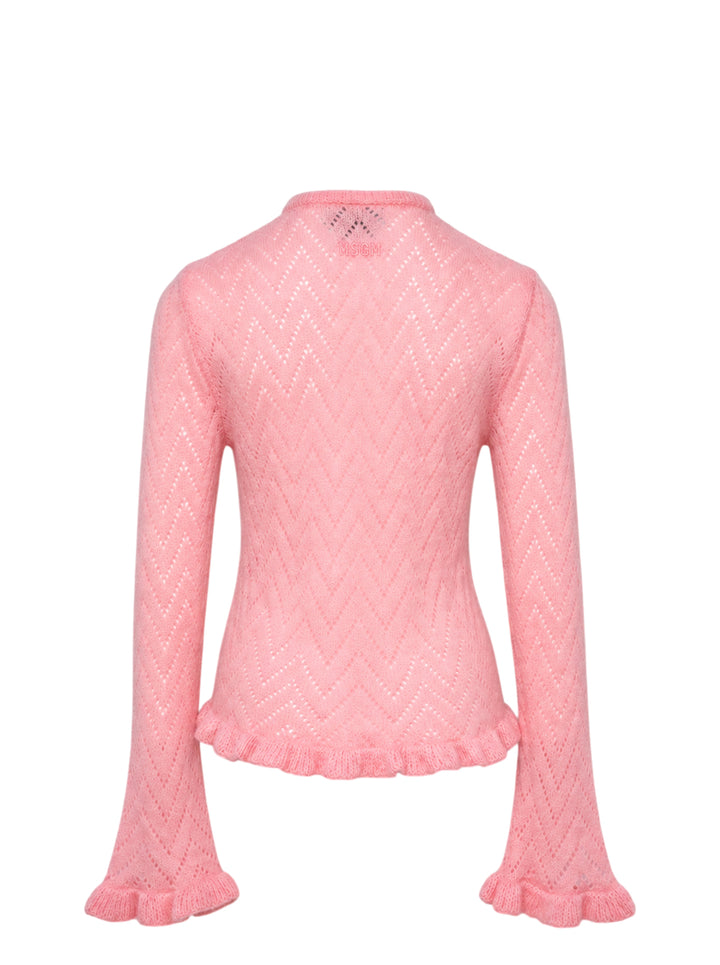 MSGM Ruffle Trim Pointelle Cardigan - view 2