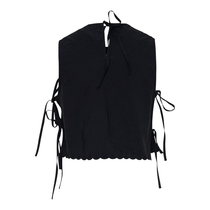 Embroidered Taffeta Lace-Up Top