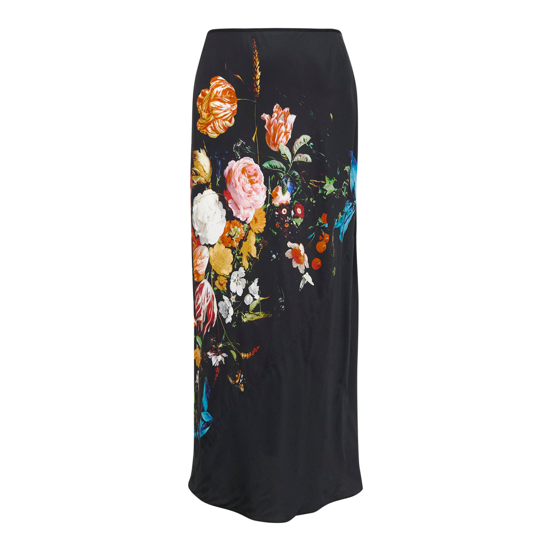 Floral Print Midi Bias Skirt