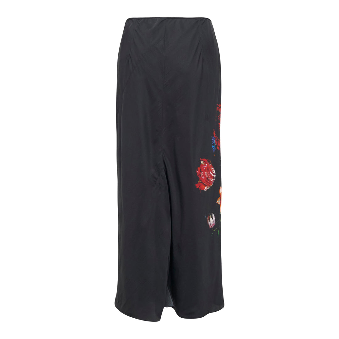 Floral Print Midi Bias Skirt