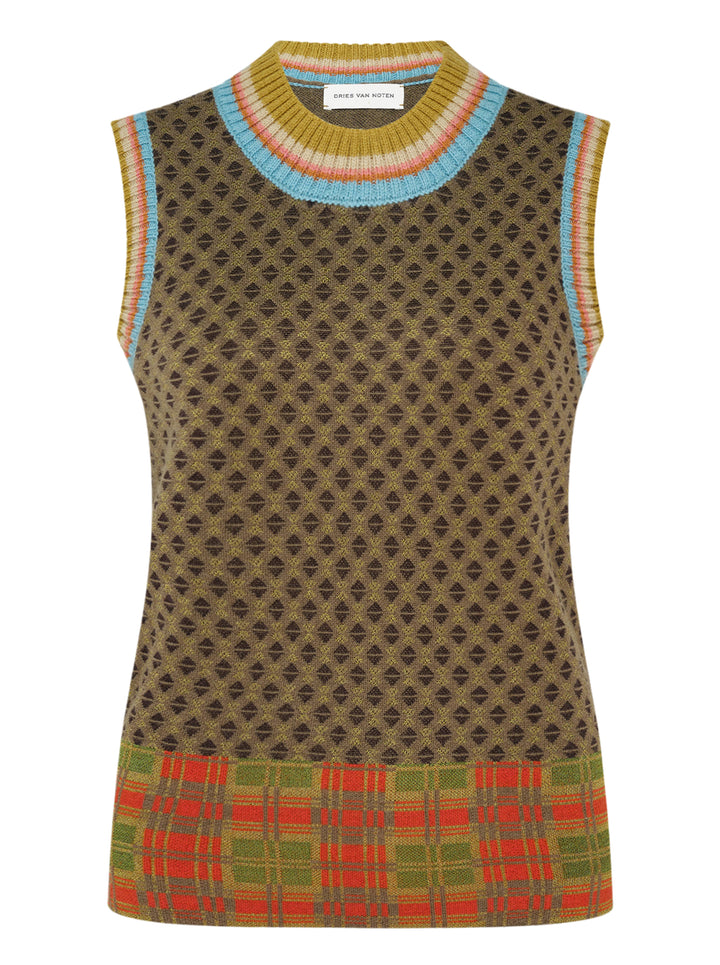 Dries Van Noten Contrast Neckline Knit Vest