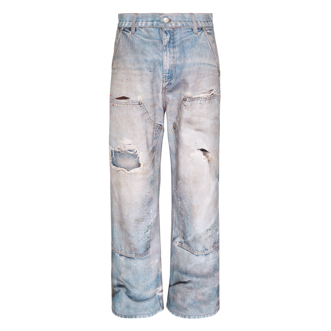 Distressed Trompe-l'Œil Carpenter Jeans