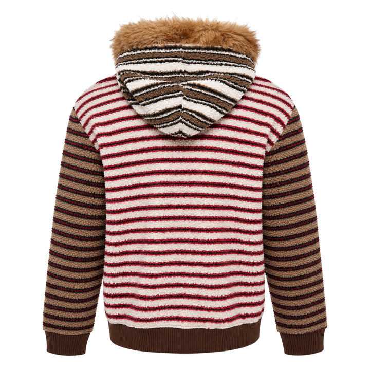 Stripe Patchwork Fleece Hoodie