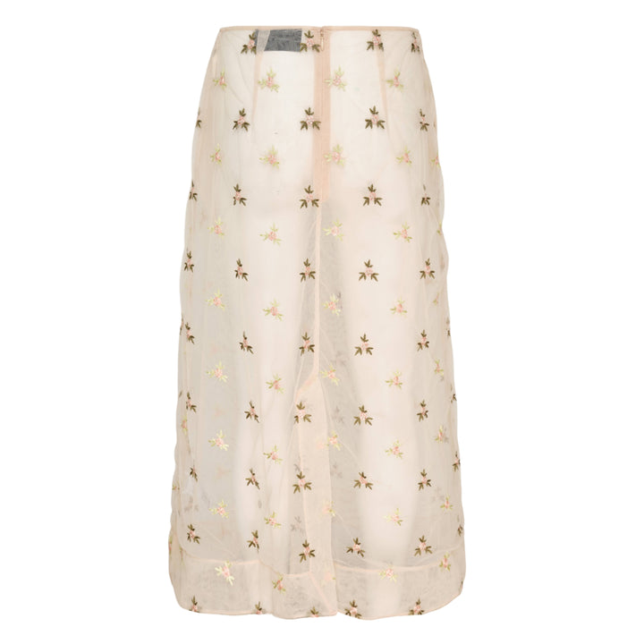 Rosebud Embroidered Tulle Midi Skirt